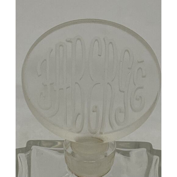 Faberge 4" Perfume Cologne Bottle France Art Glass Crystal Etched Disc Stopper - Picture 8 of 14